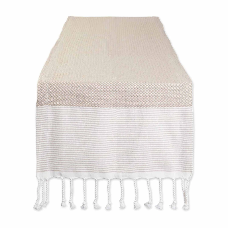Design Imports Stone Bordered Dobby Table Runner