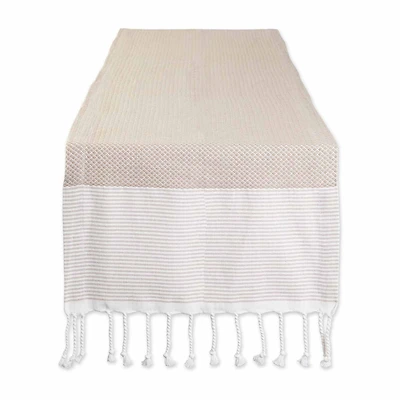 Design Imports Stone Bordered Dobby Table Runner