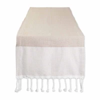 Design Imports Stone Bordered Dobby Table Runner
