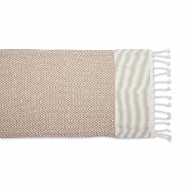 Design Imports Stone Bordered Dobby Table Runner