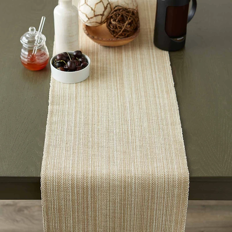 Design Imports Taupe Variegated Fringe Table Runner