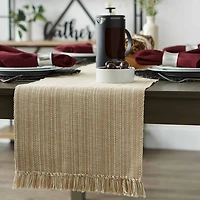Design Imports Taupe Variegated Fringe Table Runner