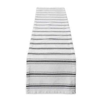 Design Imports Black Zig Dobby Stripe Table Runner