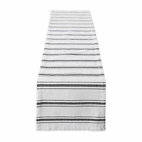 Design Imports Black Zig Dobby Stripe Table Runner