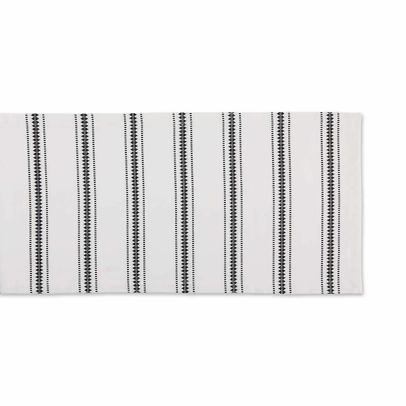 Design Imports Black Zig Dobby Stripe Table Runner