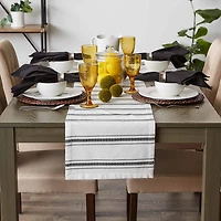 Design Imports Black Zig Dobby Stripe Table Runner