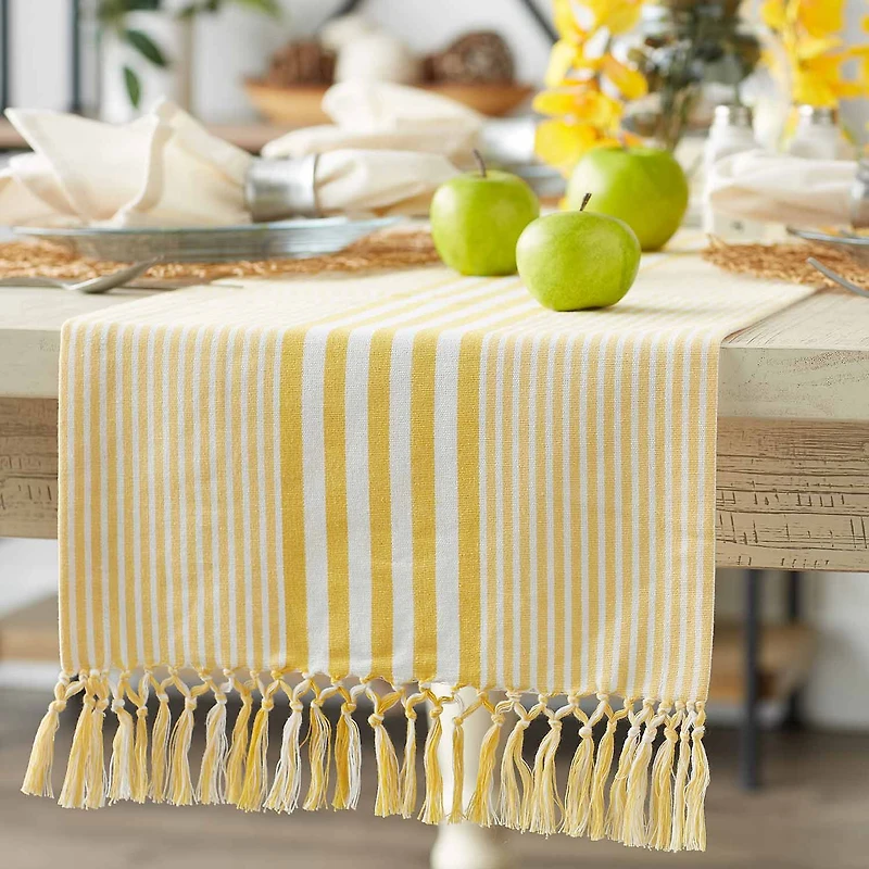 Design Imports Deep Yellow Stripes Table Runner