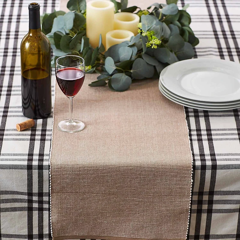 Design Imports Stonewash Blue/White 2-Tone Ribbed Table Runner