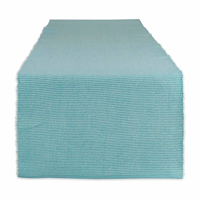 Design Imports Aqua/White 2-Tone Ribbed Table Runner
