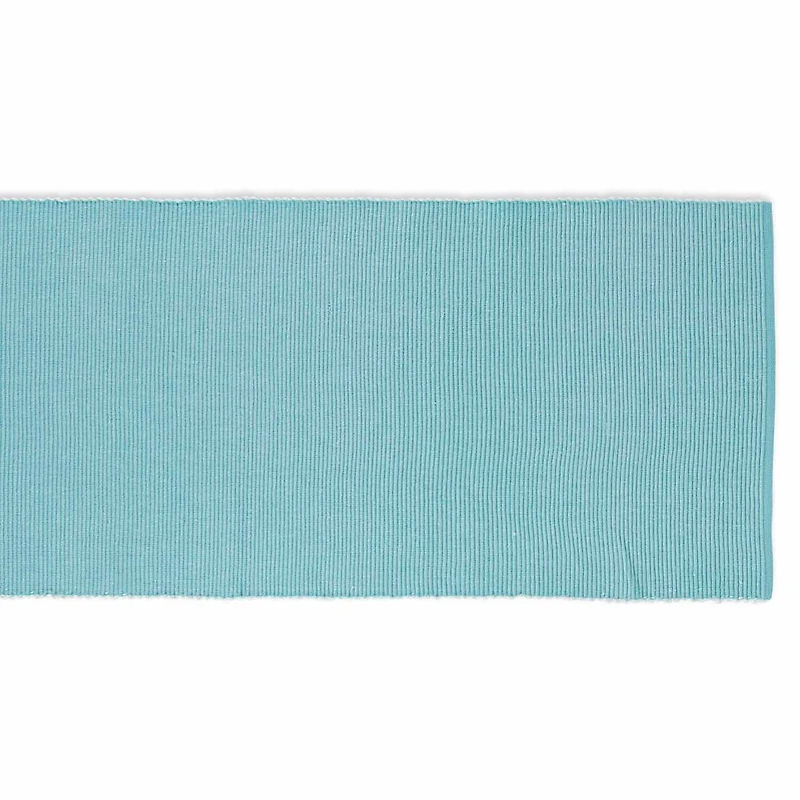 Design Imports Aqua/White 2-Tone Ribbed Table Runner