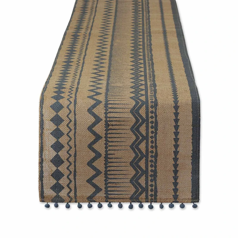 Design Imports Mineral Aztec Print On Natural Jute Table Runner