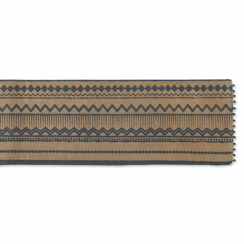 Design Imports Mineral Aztec Print On Natural Jute Table Runner