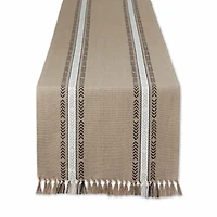 Design Imports Dobby Striped Fringe Ribbed Table Runners