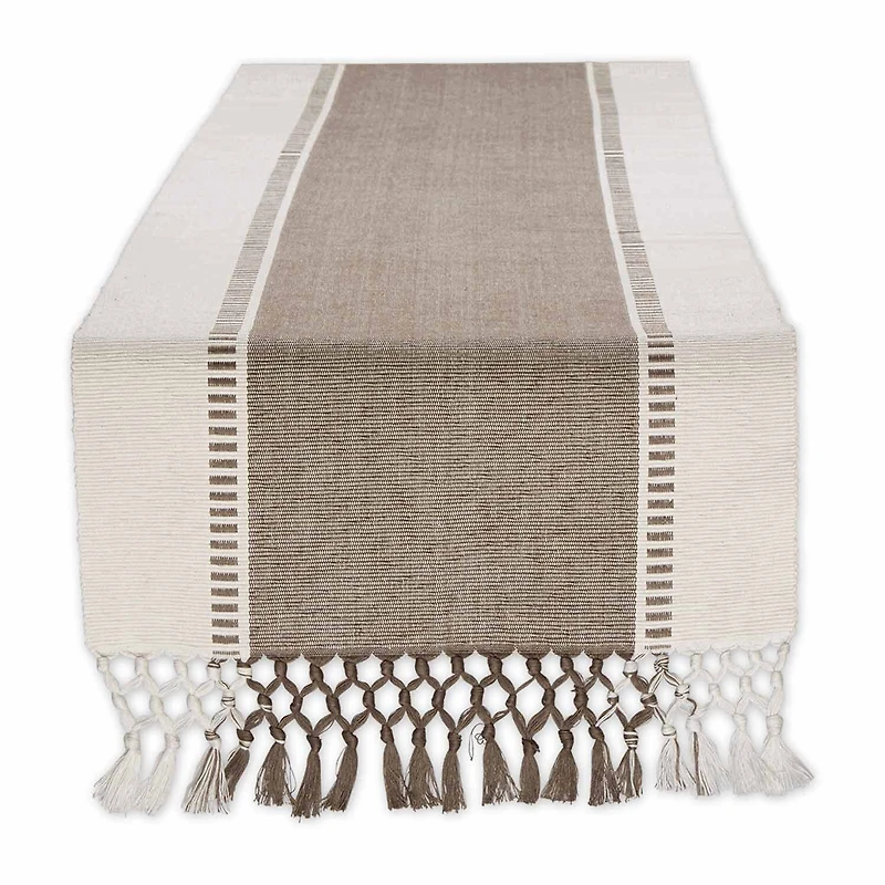 Design Imports Black Dobby Stripe Ribbed Table Runner
