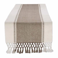 Design Imports Black Dobby Stripe Ribbed Table Runner