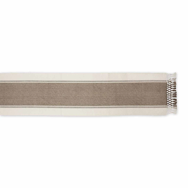 Design Imports Black Dobby Stripe Ribbed Table Runner