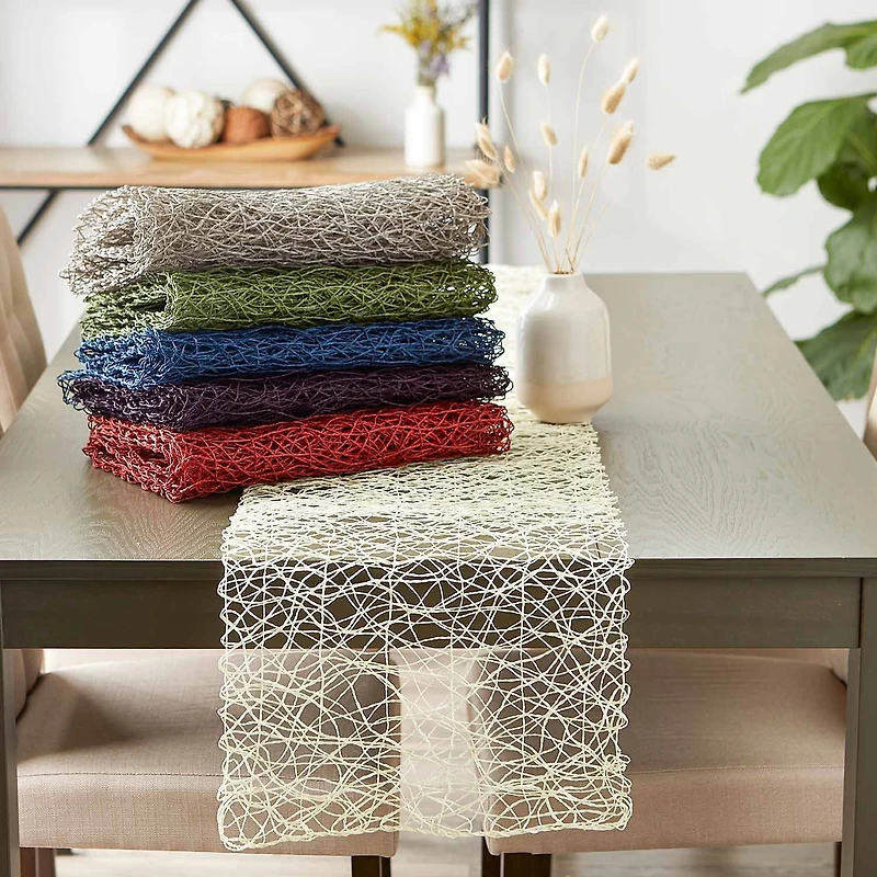 Design Imports Off-White Woven Paper Table Runner