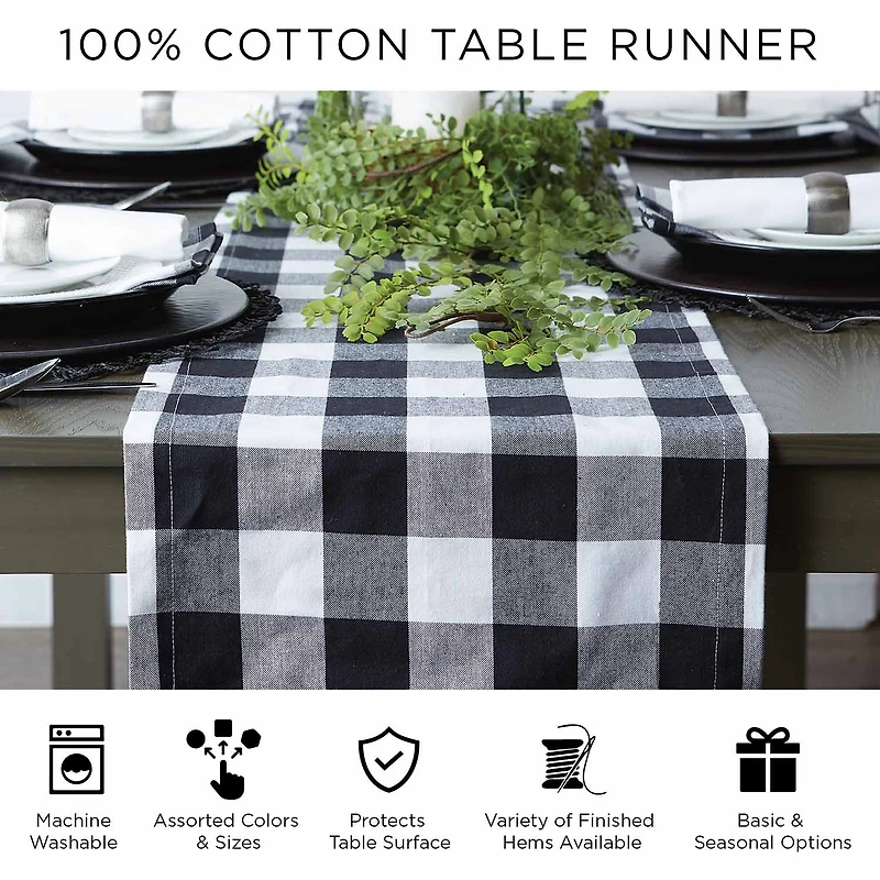 Design Imports Lemon Bliss Plaid Table Runner