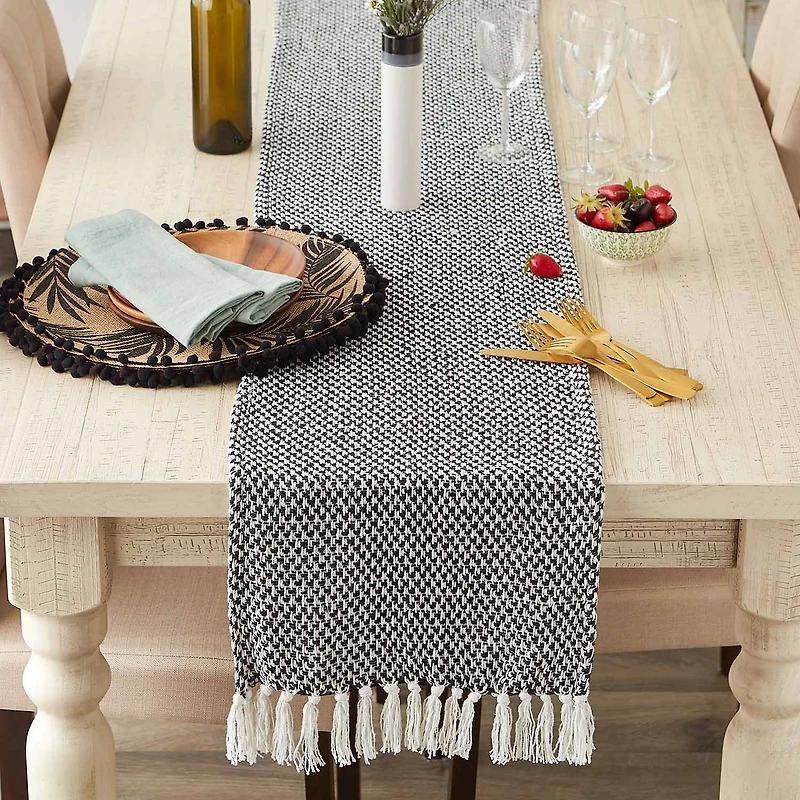 Design Imports Black Woven Table Runner