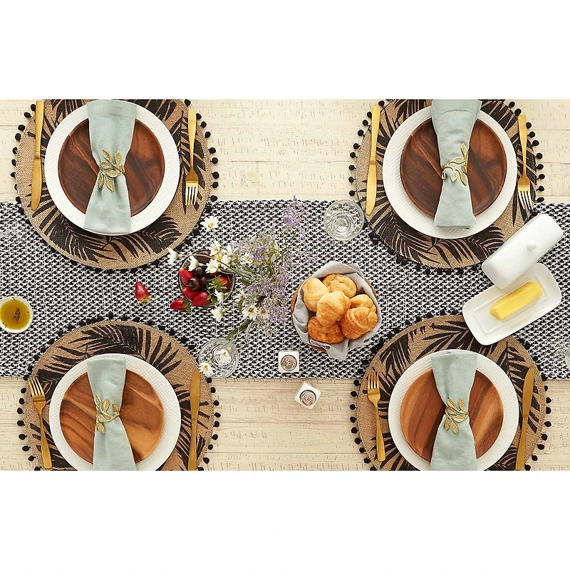 Design Imports Black Woven Table Runner