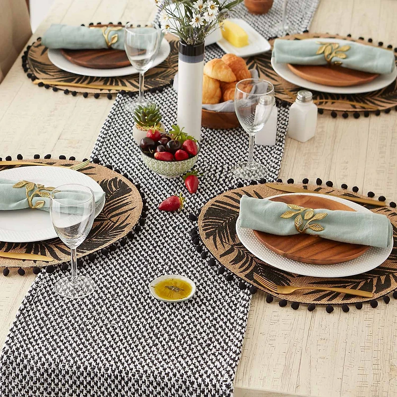 Design Imports Black Woven Table Runner