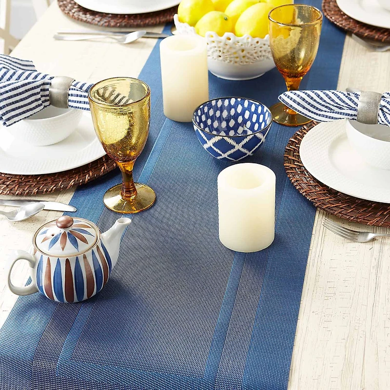 Design Imports Nautical Blue Pvc Doubleframe Table Runner