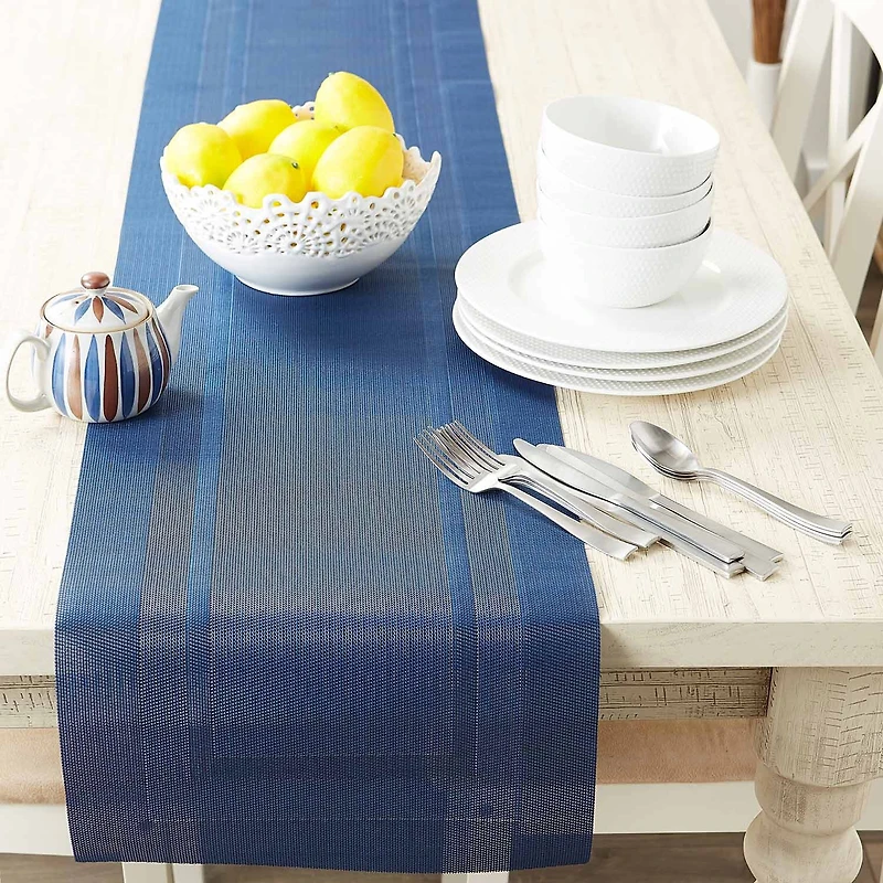 Design Imports Nautical Blue Pvc Doubleframe Table Runner