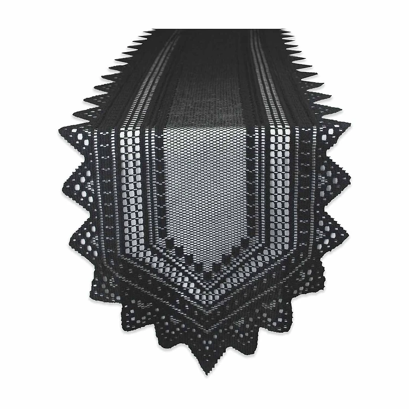 Design Imports Black Nordic Lace Table Runner