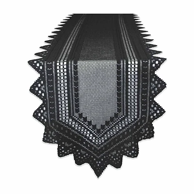 Design Imports Black Nordic Lace Table Runner