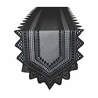 Design Imports Black Nordic Lace Table Runner
