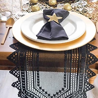 Design Imports Black Nordic Lace Table Runner