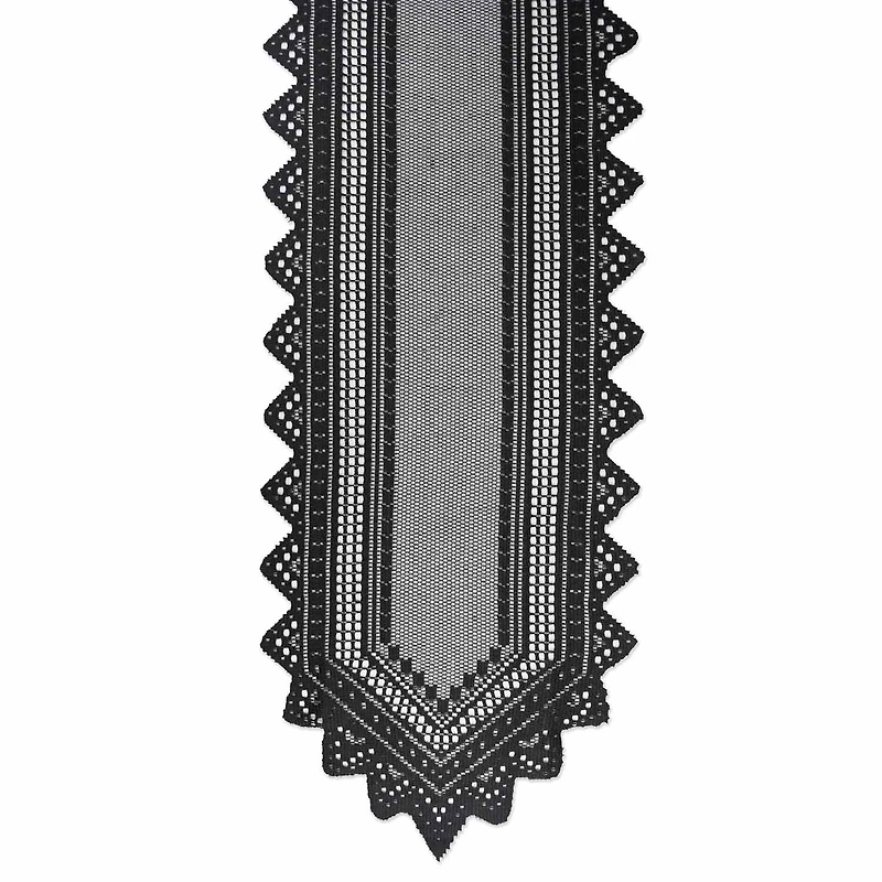 Design Imports Black Nordic Lace Table Runner