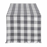 Design Imports Gray Heavyweight Check Fringed Table Runner