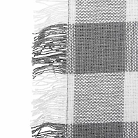Design Imports Gray Heavyweight Check Fringed Table Runner