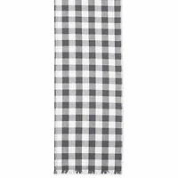 Design Imports Gray Heavyweight Check Fringed Table Runner