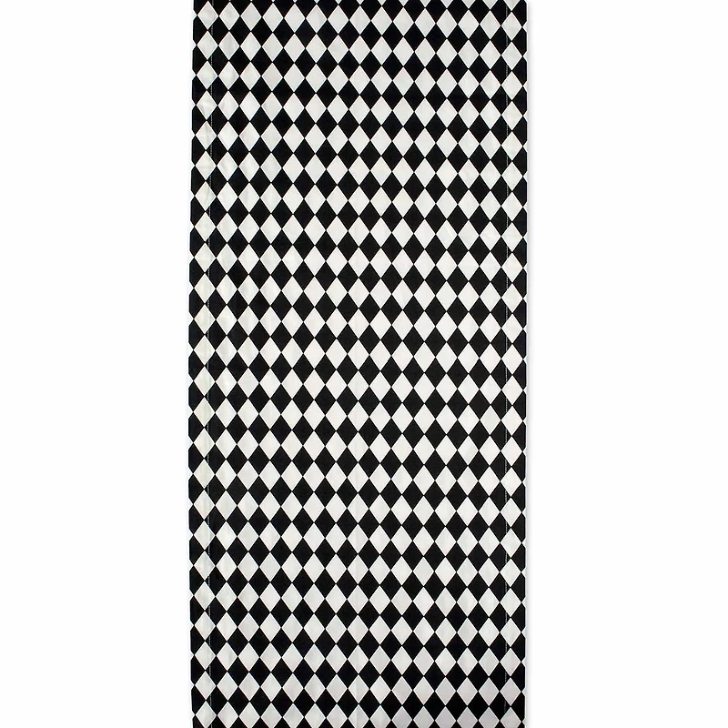 Design Imports Black And Cream Harlequin Print Table Runner