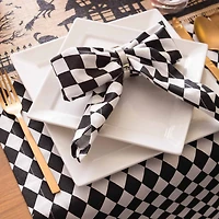 Design Imports Black And Cream Harlequin Print Table Runner