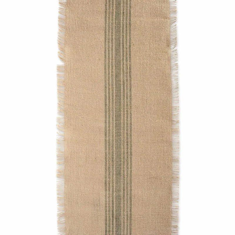Design Imports Mineral Middle Stripe Burlap Table Runner
