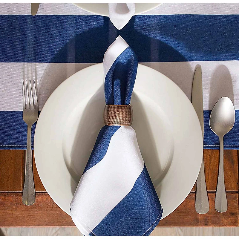Design Imports Nautical Blue Cabana Stripe Outdoor Table Runner