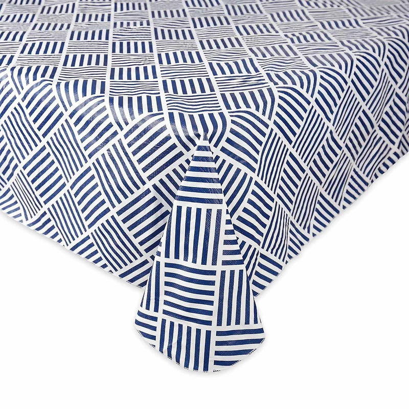Design Imports Navy Grid Vinyl Tablecloth