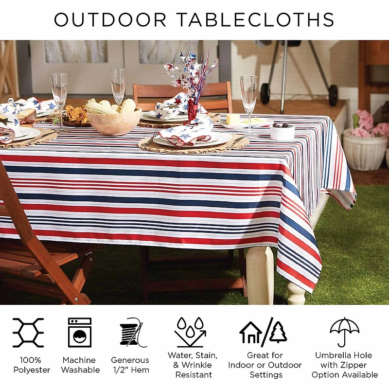 Design Imports Navy Grid Vinyl Tablecloth