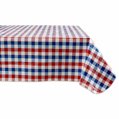Design Imports Red White and Blue Check Vinyl Tablecloth