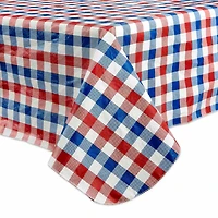 Design Imports Red  White and Blue Check Vinyl Tablecloth