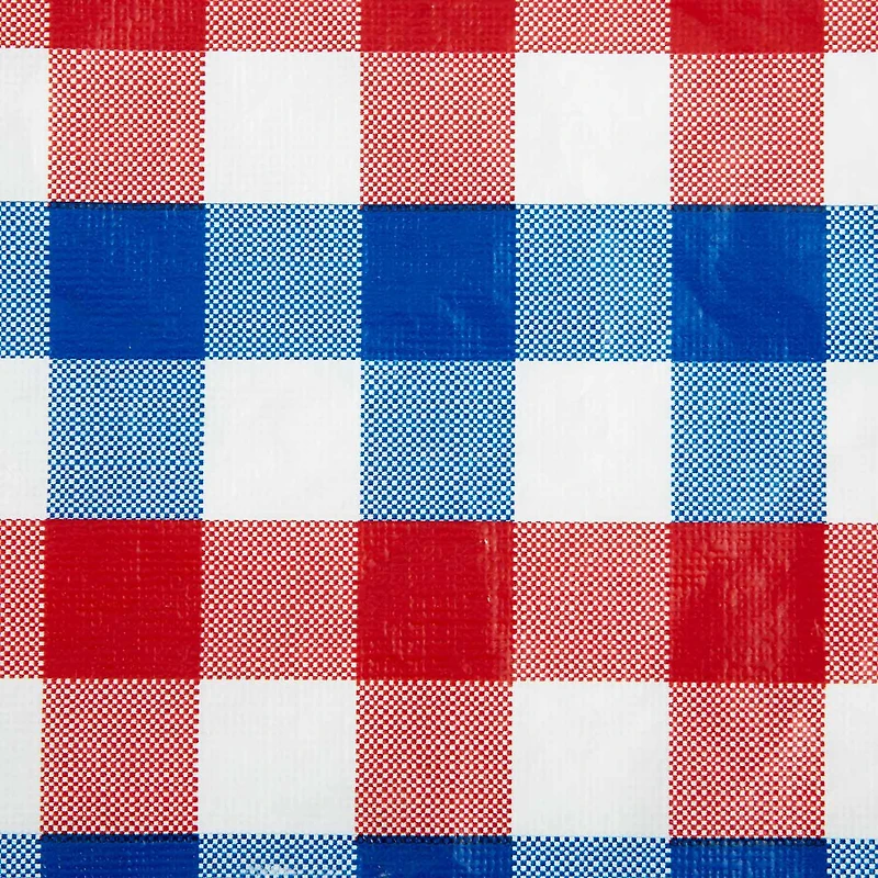 Design Imports Red White and Blue Check Vinyl Tablecloth