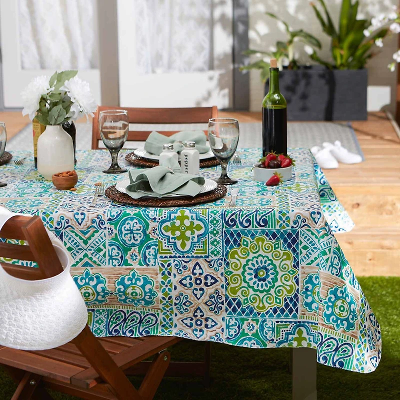 Design Imports Spanish Tile Vinyl Tablecloths