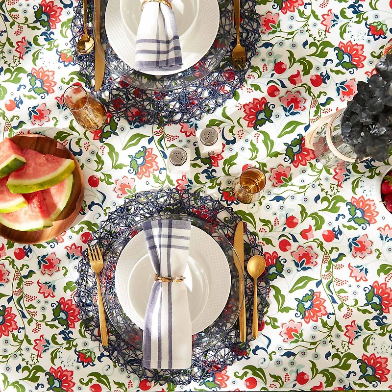 Design Imports Garden Floral Print Outdoor Tablecloth