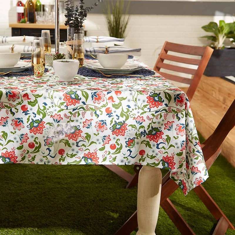 Design Imports Garden Floral Print Outdoor With Zipper Tablecloth