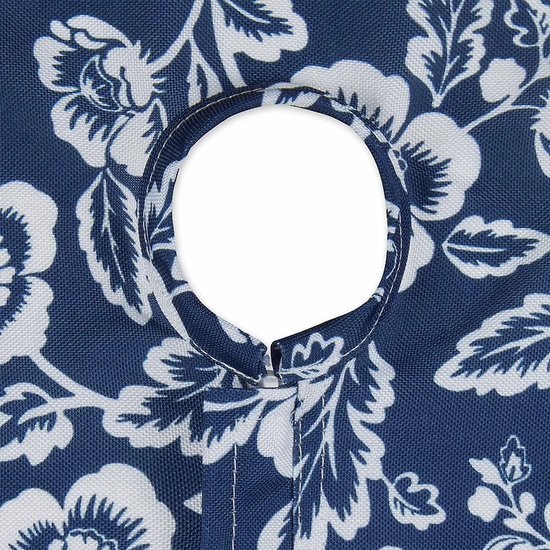 Design Imports Nautical Blue Floral Print Outdoor  With Zipper Tablecloth