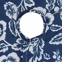 Design Imports Nautical Blue Floral Print Outdoor  With Zipper Tablecloth