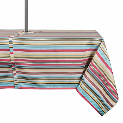 Design Imports Summer Stripe Outdoor With Zipper Tablecloth